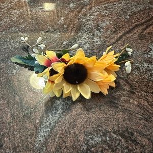 Handmade sunflower hair piece